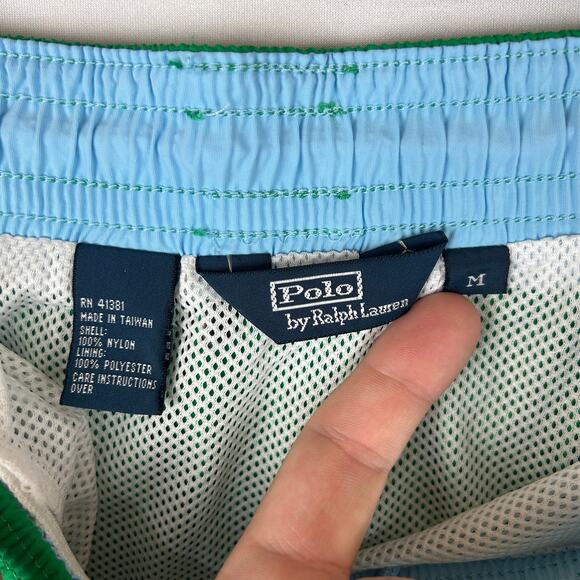 Polo Ralph Lauren Green Swim Trunks Nylon Elastic Tie Waist Vintage Men's Size M - Picture 4 of 9